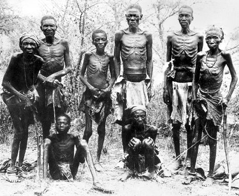 Herero men in Naimba: survivors of the world's first genocide and concentration camps in early 20th century